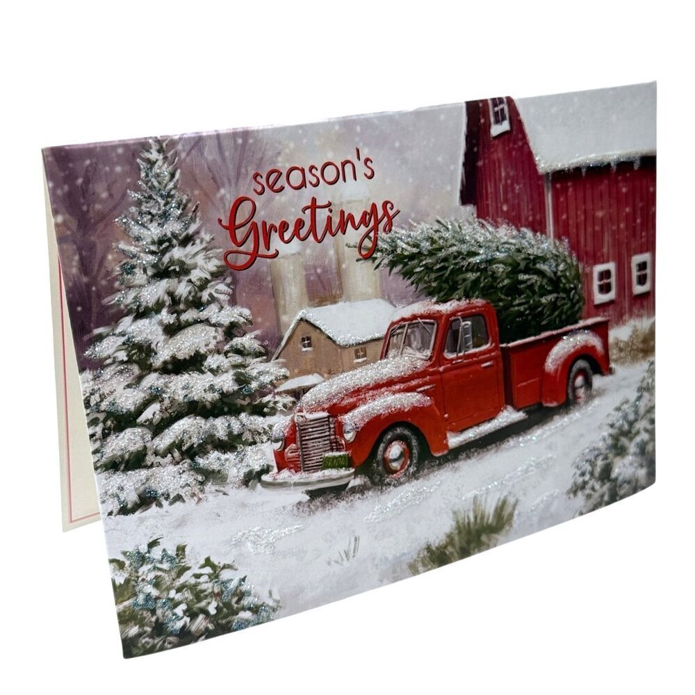 Holiday Truck with Tree Christmas Cards 12 Cards w/ Envelopes 5x7"